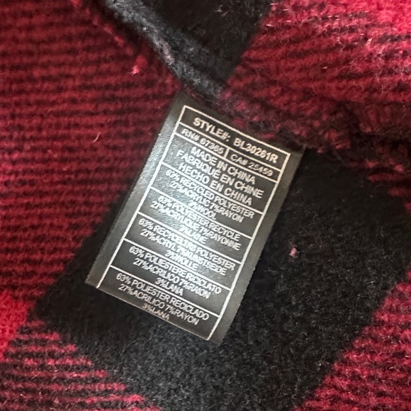 BB Dakota Steve Madden Buffalo Plaid Wool Blend Red/Black Tunic Shaket - Picture 8 of 8